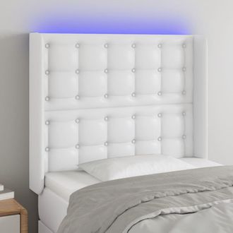 vidaXL Cabecero Con Led Cuero Sint&eacute;tico Blanco 103x16x118/128 Cm Vidaxl