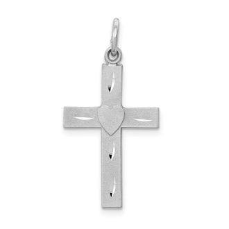 Diamond2Deal 14k White Gold Diamond-cut Latin Cross Charm