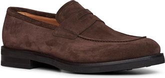 Ferragamo Mens Loafers Stefano Suede Bark Brown Calf Leather