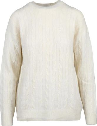 Ballantyne Truien & Vesten, Dames, Wit, S, Wol, Pullover Intrecciato Girocollo