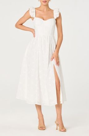 ASTR the Label Wedelia Floral Eyelet A-Line Dress in White at Nordstrom, Size Medium