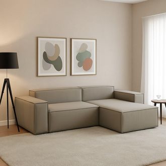 Dmora Sof&aacute; Fijo Dlorenz, Sof&aacute; Modular 2 Plazas Pen&iacute;nsula Derecha, 100% Made In Italy, Sof&aacute; Moderno En Tela, Cm 220x170h70, T&oacute;rtola - Dmora