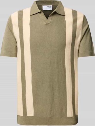 Selected Regular Fit Poloshirt aus Baumwoll-Leinen-Mix Modell MATTIS in Oliv Melange, Größe XL