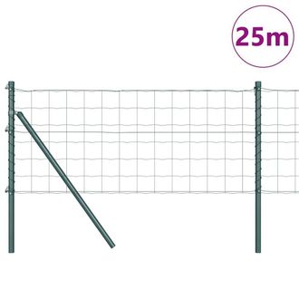 Berkfield Home Green Euro Fence with 13 Posts 0.4x25 m Galvanised Steel Green