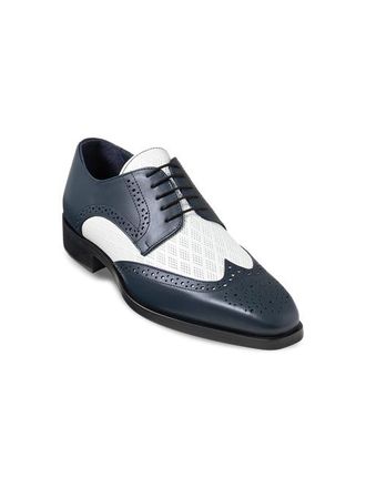 Paul Fredrick Leather Wing Tip Derby Shoes in Navy/white at Nordstrom, Size 10.5