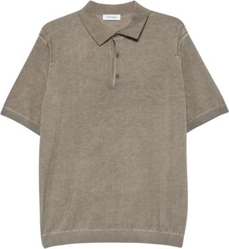KANGRA Polo met Vintage Geverfde Knopen - Heren - Polos - Bruin - L - Wol - Tops