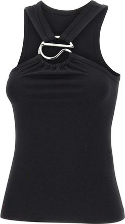 Coperni Halterneck Metal-Logo Katoenen Blouse - Dames - Tops zonder mouwen - Zwart - M - Katoen - Tops