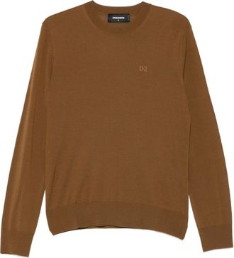 Dsquared2 Top con ricamo D2 in lana - Marrone