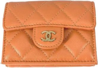 Chanel Pre-owned Tri-fold Portemonnee - Dames - Vintage Accessoires - Oranje - ONE Size - Leer - Vintage