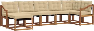 vidaXL Conjunto De Sof&aacute;s De Exterior 7 Uds. Natural Y Beige Vidaxl