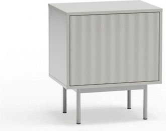 Teulat Mesita de noche 1 cajón y 1 cajón interno gris claro