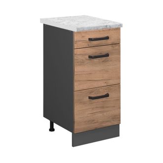 Vicco Mueble Bajo De Cocina R-line, Roble Dorado, 40 Cm Et M&aacute;rmol