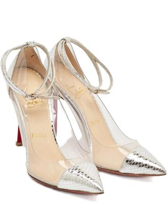 Christian Louboutin 100mm Pigalle transparent python-embossed leather heels - Silver