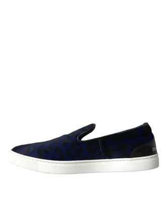 Dolce & Gabbana Leopard-Print Calf Hair Slip-On Sneaker - Blue