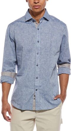 Tailorbyrd Tailorbyrd Yarn Dyed Melange Linen-Blend Shirt