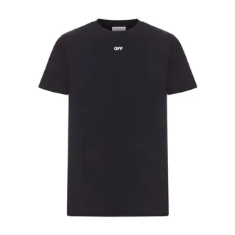 Off-white T-Shirts, male, Black, M, Black & White Cotton T-Shirt Aw25
