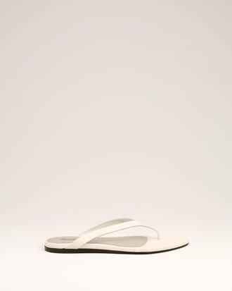 Ami White Lamb Leather Pointed Toe Flip Flops White - 36 - for Women