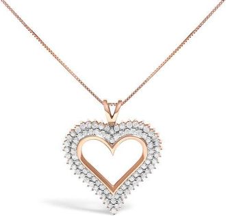 House of Brilliance Silver 2.00 Cttw Diamond Heart Pendant Necklace in Rose at Nordstrom