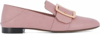 Bally Janelle Buckle Leather Loafers, Brand Size 35 ( US Size 4.5 )