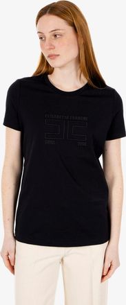 Elisabetta Franchi T-shirt in jersey con logo ricamato nero