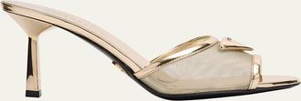 Prada 75mm Metallic Leather Mesh Sandals