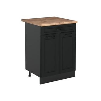 Vicco Mueble Bajo De Cocina R-line, Antracita Casa De Campo/antracita, 60 Cm Con Caj&oacute;n Encimera Roble Dorado, Vicco