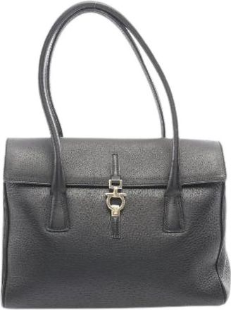 Ferragamo Pre-owned Gancini Leren Schoudertas - Dames - Vintage Schoudertas - Zwart - ONE Size - Leer - Vintage