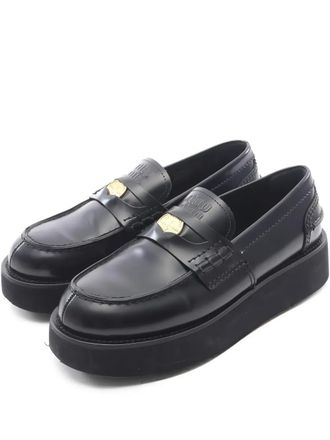 Miu Miu 2010s 45mm platform penny loafers - women - Leather/Rubber/Leather - 37 - Black