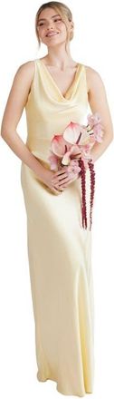 Six Stories Cowl Front Satin Bridesmaid Dress in Lemon at Nordstrom, Size 10