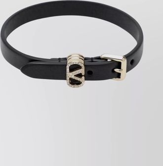 Valentino Garavani crystal leather bracelet featuring buckle