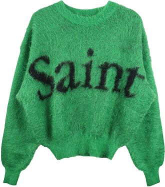Saint Mxxxxxx intarsia-knit mohair-blend jumper - men - Mohair/Wool/Nylon - S - Green