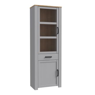 Furniture To Go Bohol Narrow Display Cabinet in Light Grey