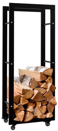 Clp Soporte Para Le&ntilde;a Keri Con Ruedas Negro 25x40x100 Cm