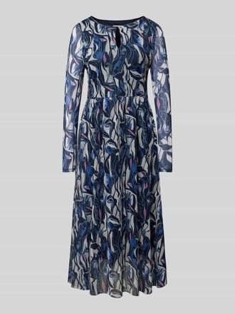 Tom Tailor Midi Kleid mit Rundhalsausschnitt in Dunkelblau, Gr&ouml;&szlig;e 36