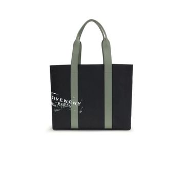Givenchy Tote Bags, male, Black, Size: ONE SIZE Cotton Handbag with Top Handles and Zipper Closure