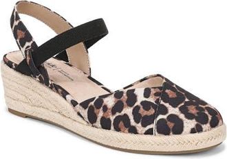 Life Stride Pilar Slingback Espadrille Platform Wedge Sandal in Light Natural Leopard at Nordstrom, Size 8.5