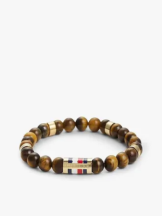 Tommy Hilfiger Gold-Plated Tigers Eye Bead Bracelet