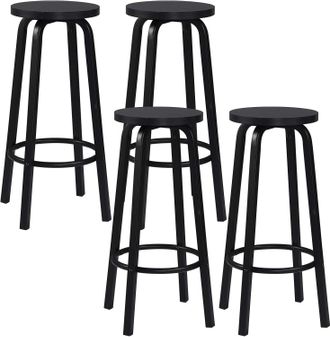 Woltu Woltu - 4x Taburete De Bar Muebles Cocina Silla De Comedor Taburete Alto Para Salon Cocina Estructura De Metal Asiento De Mdf Negro