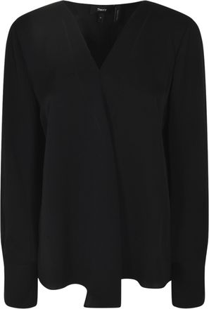 Theory V-neck Long-sleeved Plain Top