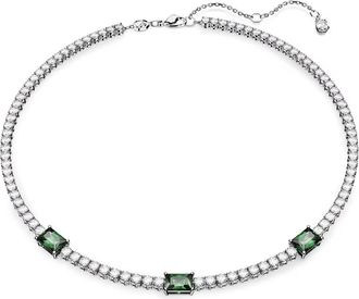 Swarovski Unisex Matrix Tennis Ketting Groen Gerhodineerd 5666168 - Dames - Kettingen - Grijs - ONE Size - Accessoires