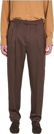 Saint Laurent Silk Pants - Heren - Nette broeken - Bruin - L - Leer - Broeken