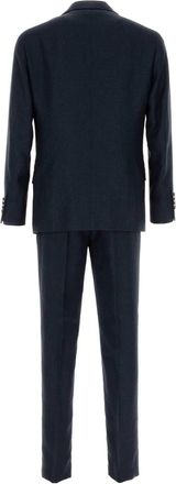 Brunello Cucinelli Mens Silk Linen Wool Blend Pant Suit Navy