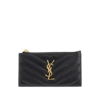Saint Laurent Cassandre grained leather cardholder pouch Woman One Size
