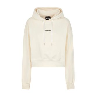 Disclaimer Witte Hooded Crop Sweatshirt - Dames - Hoodies - Beige - S - Hoodies & sweatvesten