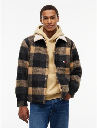 Tommy Hilfiger Mens Tommy Jeans Brushed Check Shirt Jacket - Black Check - XXL