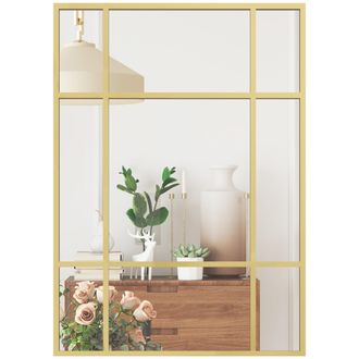 OEM Espejo Rectangular De Pared Espejo De Ventana 70x50cm Con Marco De Metal Espejo Decorativo Para Sal&oacute;n Dormitorio Dorado