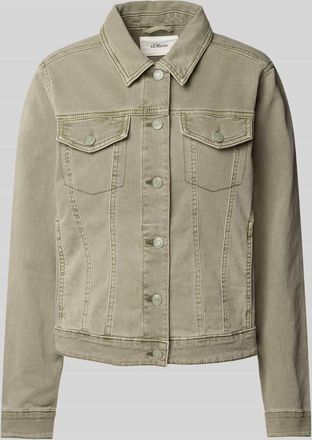 s.Oliver Red Label Boxy Fit Jeansjacke aus Baumwoll-Mix mit Brustpattentaschen in Khaki, Größe 40
