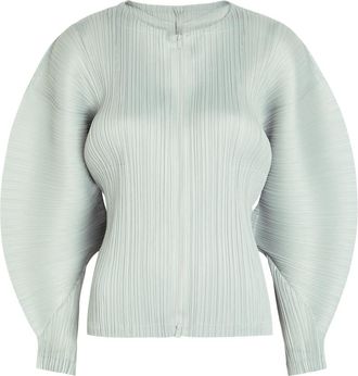 Pleats Please Issey Miyake Pleated Zip-through Woven top - Light Grey - 3