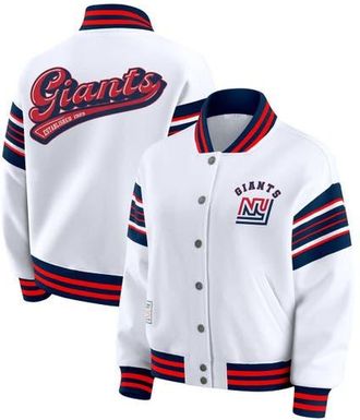 WEAR by Erin Andrews Womens WEAR by Erin Andrews White New York Giants Full-Snap Fleece Sweatshirt Jacket at Nordstrom, Size X-Large