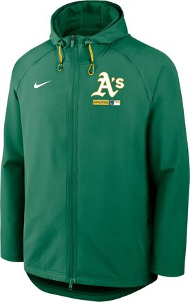 Nike Athletics Authentic Collection Nike Mens Therma-FIT MLB Full-Zip Hooded Jacket in Green | 04HC990HFZ-FHP